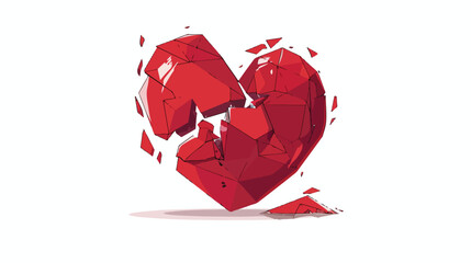 Flat icon red heartbreak. broken heart or divorce isolated