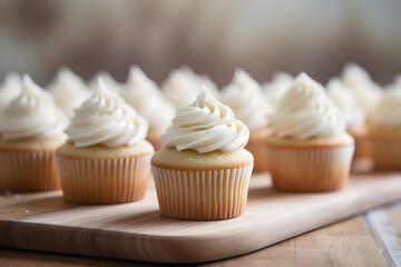 Obraz na płótnie Canvas Vanilla Cupcakes, Fluffy and sweet cupcakes with a delicate vanilla flavor