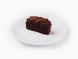 Chocolate bar on white plate