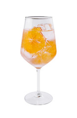 Refreshing orange cocktail in a wine glass