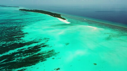 Beautiful view of a sea with an island on a sunny day