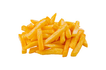 Crispy golden french fries isolated on white