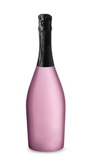 Pink champagne bottle on white background