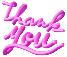 Thank you in 3D pink hand writing for celebration or occasion 