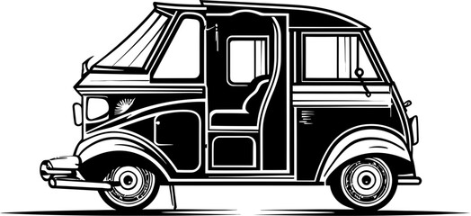 Cityscape Travelers Tuk Tuk Vector Design Metro Trails Urban Rickshaw Emblem