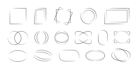 Frames collection. Set of minimalistic linear different frames. Vector illustration.