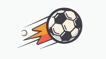 Flying soccer ball line icon. Flat vector