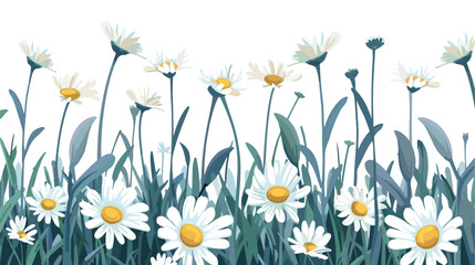 Focus on daisy flowers and nature in a meadow Flat vector