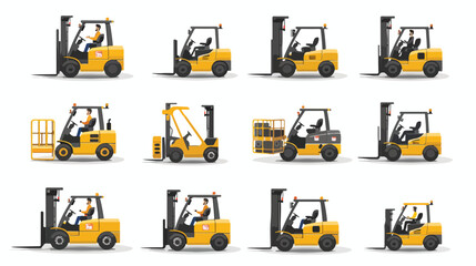 Forklift icons set. Vector illustration isolated on white