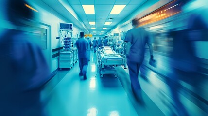 Motion blur of patient being rushed to surgery