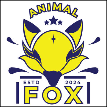 vector illustration design of an animal fox with a fox head in yellow and blue colors in a simple style. suitable for logos, icons, posters, advertisements, banners, companies, t-shirt designs, sticke
