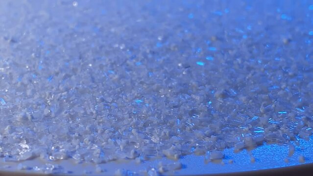 salt crystals. Magnesium sulfate. Epsom salt.salt.salt rotates. Slow motion video. High quality video in 4K format.