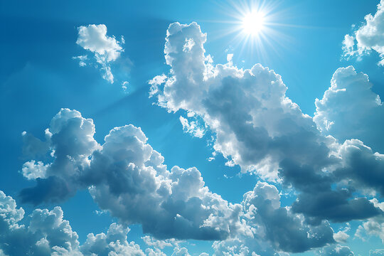 Partly cloudy weather symbol,
Blue sky and clouds wallpaper background and sunny day