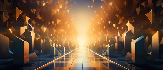 An image depicting a pathway lined with various symbols of success diplomas, trophies, and golden stars leading to a shining gateway labeled Future  Color Grading Complementary Color