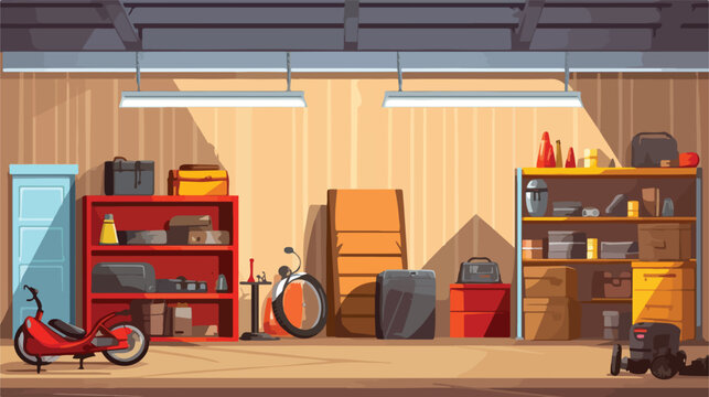 Garage room interior for tool storage in house.