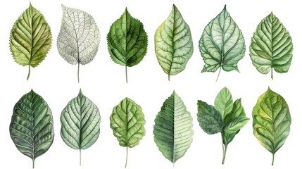 Botanical Illustrations: A photo of a botanical illustration showcasing the diversity of leaf shapes found in nature