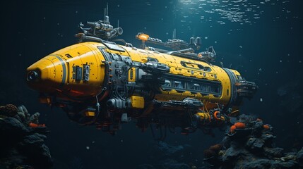 Deepsea exploration submersibles discovering unknown marine life, powered by hydrothermal vent energy converters  Color Grading Complementary Color