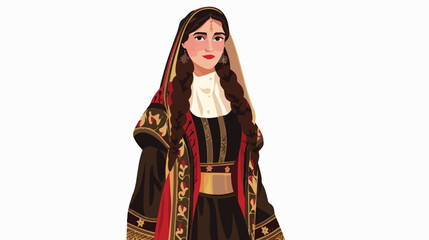 Georgian woman in traditional dress Flat vector isolated