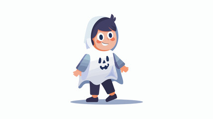 Ghost Halloween kid character vector illustration. Ca
