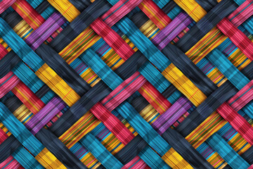 Colorful crisscrossing stripes in a modern textile design - obrazy, fototapety, plakaty