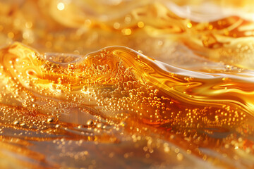 Close up of yellow amber liquid macro nature wallpaper background
