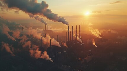 Environmental Conservation: A photo of a factory with smokestacks emitting pollution