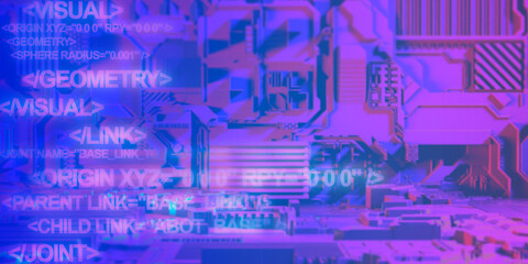 Background programming. Software development. Program code on purple. Cyber background. Digital backdrop. Web application code fragments. Hacker background. Hobby programming. 3d image