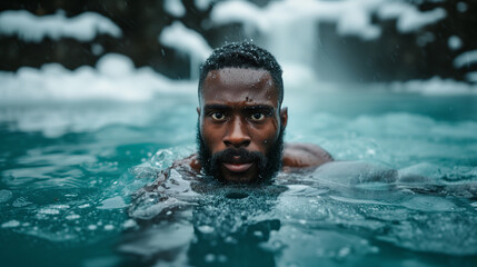 Black Man in Ice Cold Water