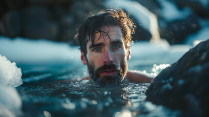 White Man in Ice Cold Water