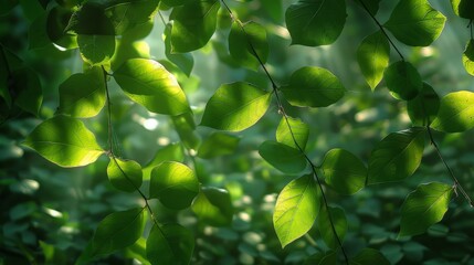 Leaf Patterns: A photo of sunlight filtering through a canopy of leaves