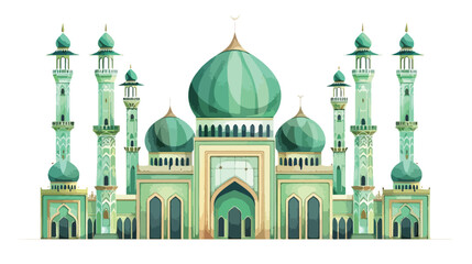 Green ornamental stone relief in arabic architectural - obrazy, fototapety, plakaty