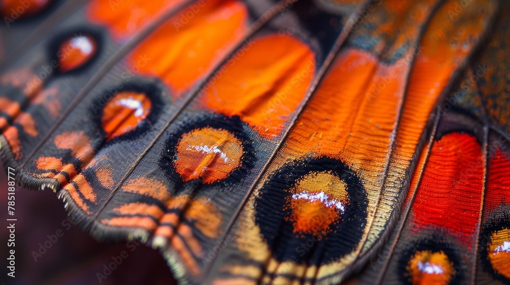 Wall mural textures and patterns: a photo macro close-up of the intricate patterns on a butterflys wing