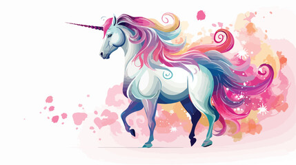 Obraz na płótnie Canvas Greeting card with unicorn on a white background vector