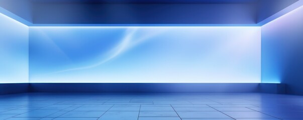 Indigo background, gradient indigo wall, abstract banner, studio room. Background for product display with copy space