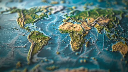World Map: A photo of a world map on a computer screen