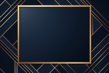Indigo velvet background with golden frame, luxury and elegant template for design. Vector illustration of indigo texture fabric with gold square border