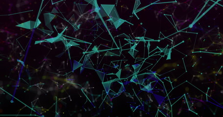 Digital image of network of connections and plexus floating against black background