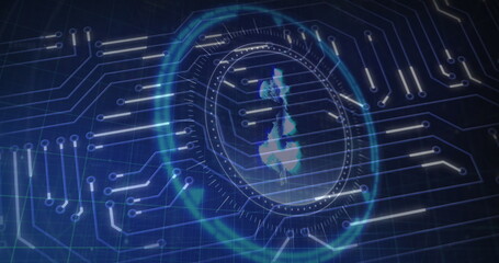 Image of computer circuit board over dollar symbol