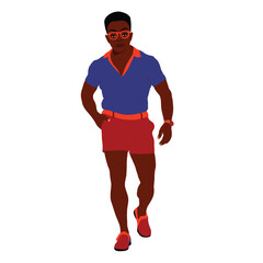 Stylish afro black man in elegant art style vector