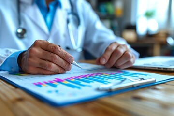  Doctor analyzing medical of business report and medical graph