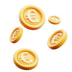 3D Euro coins in motion