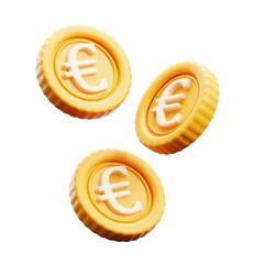 3D Euro coins aloft