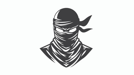 Ninja icon mono vector symbol Vector illustration isolated - obrazy, fototapety, plakaty