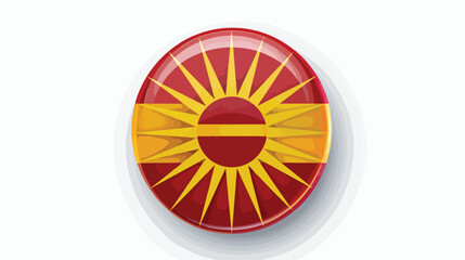 North Macedonia flag. Button flag icon. - obrazy, fototapety, plakaty