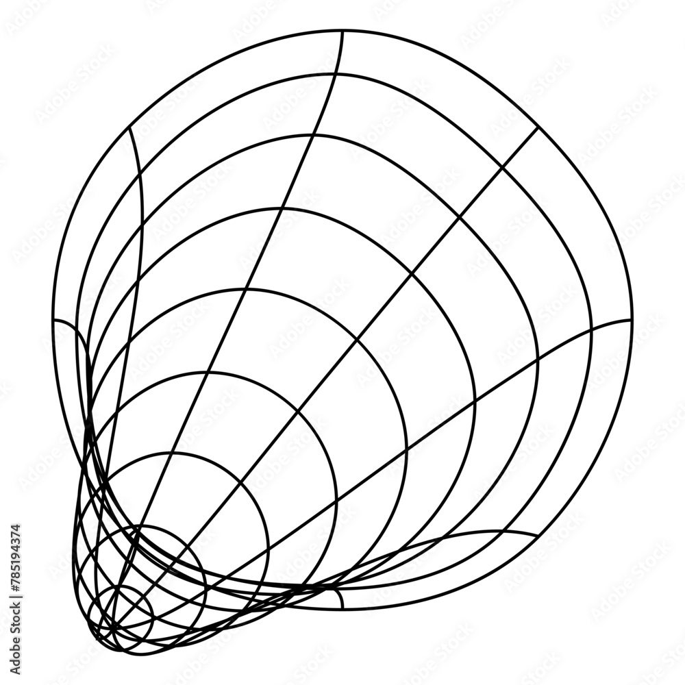 Poster Abstract isolated wireframe model, cyberpunk  retro futuristic shape in y2k style. Vector illustration on transparent background.