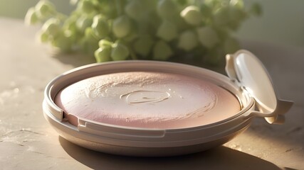 Shimmering highlighter catching the sunlight on a dewy morning 