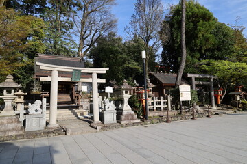 The scene of subordinate shrines in the precincts of Yasaka-jinja Shinto Shrine at Higashiyama in...