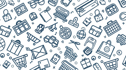 Online shopping and retail business icons square seam - obrazy, fototapety, plakaty