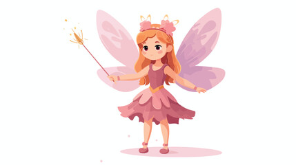 Happy girl in pixie or fairy costume with decorative