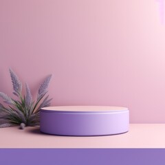Lavender minimal background with cylinder pedestal podium for product display presentation mock up in 3d rendering illustration vector design